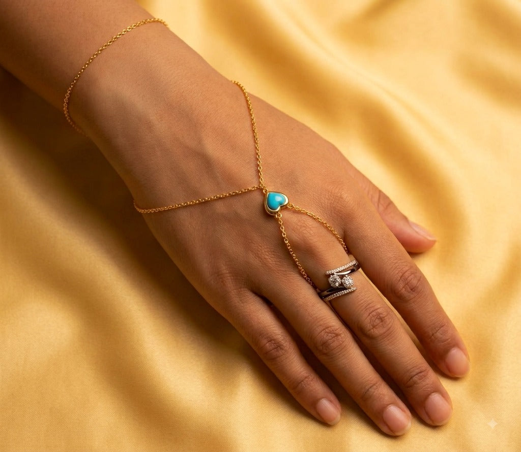 Rakhi Hand Chains - Turquoise Heart