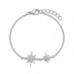 Jodi Star Bracelet, two cubic zirconia stars on a rhodium-plated brass chain
