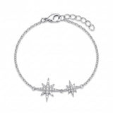 Jodi Star Bracelet, two cubic zirconia stars on a rhodium-plated brass chain