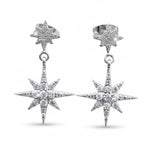 Sitara Earrings, star stud with a 15mm cubic zirconia star drop