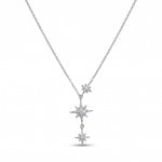 Sitara Lariat Necklace, three falling cubic zirconia stars on a Y-chain