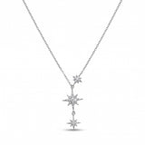 Sitara Lariat Necklace, three falling cubic zirconia stars on a Y-chain