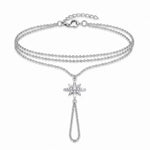 Tara Hand Chain, layered chain with a cubic zirconia star and finger loop