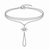 Tara Hand Chain, layered chain with a cubic zirconia star and finger loop