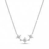 Trio Sitara Necklace, three cubic zirconia stars on a fine chain